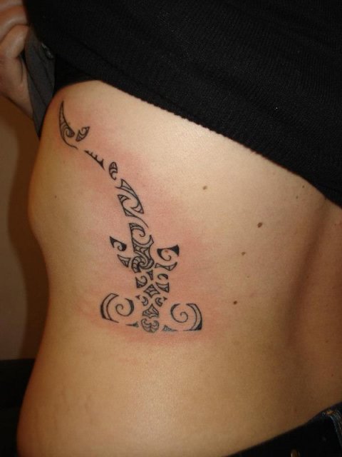 Victoria - Maori shark: real inked placement tattoo photo thumbnail