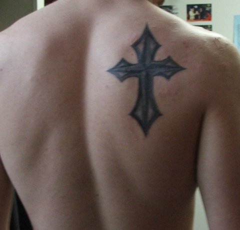 Zach - Cross: real inked placement tattoo photo thumbnail